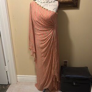 Anushree Chiffon Floral lined side zip embellished Side Drape Bra padded Dress